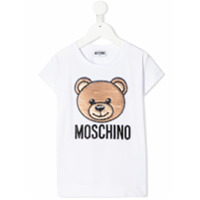 Moschino Kids Camiseta com logo bordado - Branco