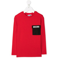 Moschino Kids Camiseta com logo e bolso - Vermelho