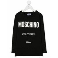 Moschino Kids Camiseta com logo metálico - Preto