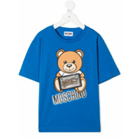 Moschino Kids Camiseta com logo Teddy Bear - Azul