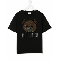 Moschino Kids Camiseta com logo Teddy de paetês - Preto