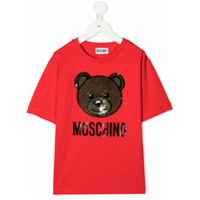 Moschino Kids Camiseta com logo Teddy e paetês - Vermelho