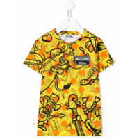 Moschino Kids Camiseta com patch de logo - Amarelo