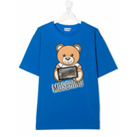 Moschino Kids Camiseta com patch de logo - Azul