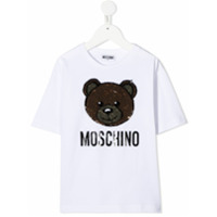 Moschino Kids Camiseta com urso de paetês - Branco