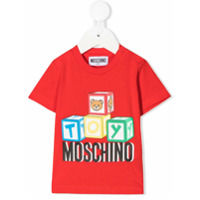 Moschino Kids Camiseta de algodão com estampa de logo Teddy Bear - Vermelho