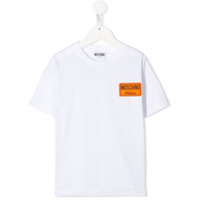 Moschino Kids Camiseta decote careca com detalhe de logo - Branco