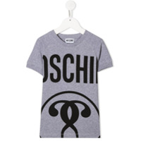 Moschino Kids Camiseta decote careca com estampa de logo - Cinza