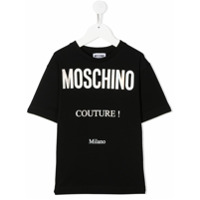 Moschino Kids Camiseta decote careca com estampa de logo - Preto