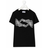 Moschino Kids Camiseta decote careca com estampa de logo - Preto