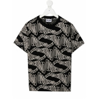 Moschino Kids Camiseta decote careca com estampa de logo - Preto