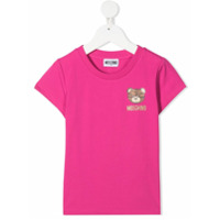 Moschino Kids Camiseta decote careca com estampa de logo - Rosa