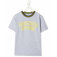 Moschino Kids Camiseta decote careca com logo bordado - Cinza
