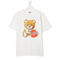 Moschino Kids Camiseta decote careca Teddy - Branco