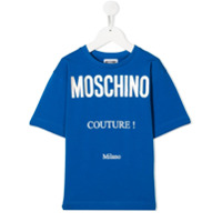 Moschino Kids Camiseta gola redonda com estampa de logo - Azul