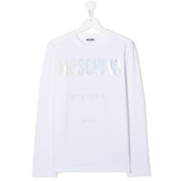 Moschino Kids Camiseta mangas longas com estampa de logo - Branco