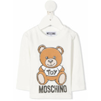 Moschino Kids Camiseta mangas longas com estampa de logo - Branco