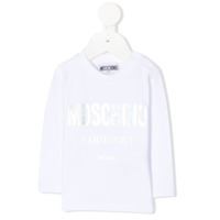 Moschino Kids Camiseta mangas longas com estampa de logo - Branco