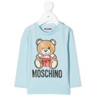 Moschino Kids Camiseta mangas longas com estampa Teddy - Azul