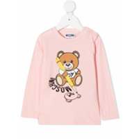 Moschino Kids Camiseta mangas longas com estampa Teddy Bear - Rosa