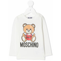 Moschino Kids Camiseta mangas longas com estampa Teddy - Branco