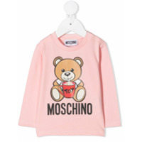 Moschino Kids Camiseta mangas longas com estampa Teddy - Rosa