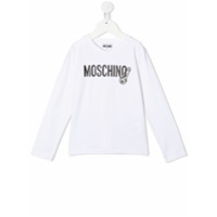 Moschino Kids Camiseta mangas longas com logo - Branco