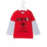 Moschino Kids Camiseta mangas longas com logo - Vermelho