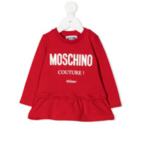 Moschino Kids Camiseta peplum com estampa de logo - Vermelho