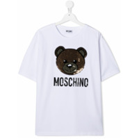 Moschino Kids Camiseta Toy Bear com paetês - Branco