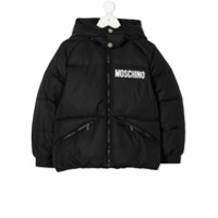 Moschino Kids Casaco matelassê com logo - Preto