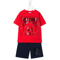 Moschino Kids Conjunto 2 peças com camiseta e short - Vermelho