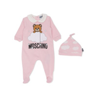 Moschino Kids Conjunto de macacão e gorro Cloud Teddy Bear - Rosa