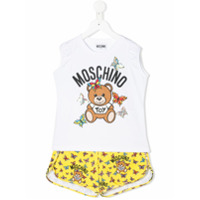 Moschino Kids Conjunto de pijama com estampa de borboleta e urso Teddy - Branco