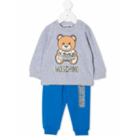 Moschino Kids Conjunto esportivo 2 peças com estampa de logo - Cinza