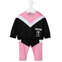 Moschino Kids Conjunto esportivo 2 peças com logo e recorte contrastante - Preto