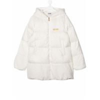 Moschino Kids embroidered teddy patch puffer jacket - Branco