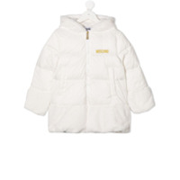 Moschino Kids embroidered teddy puffer jacket - Branco