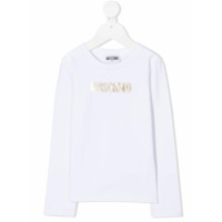 Moschino Kids glitter logo long-sleeve T-shirt - Branco