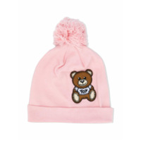 Moschino Kids Gorro com pompom e patch - Rosa