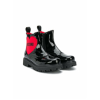 Moschino Kids heart logo ankle boots - Preto