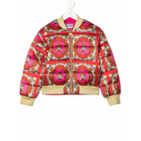 Moschino Kids Jaqueta bomber com estampa abstrata de urso - Vermelho