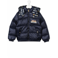 Moschino Kids Jaqueta matelassê com capuz - Azul