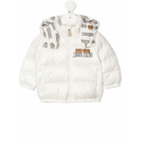 Moschino Kids Jaqueta matelassê com estampa de logo - Branco