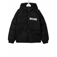 Moschino Kids Jaqueta matelassê com estampa de logo - Preto