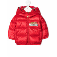 Moschino Kids Jaqueta matelassê com logo Teddy - Vermelho