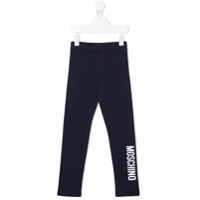 Moschino Kids Legging com estampa de logo - Azul