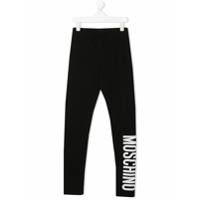 Moschino Kids Legging com estampa de logo - Preto