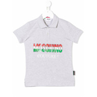 Moschino Kids logo couture print polo shirt - Cinza
