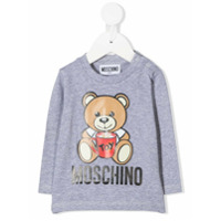 Moschino Kids logo print crew neck sweatshirt - Cinza